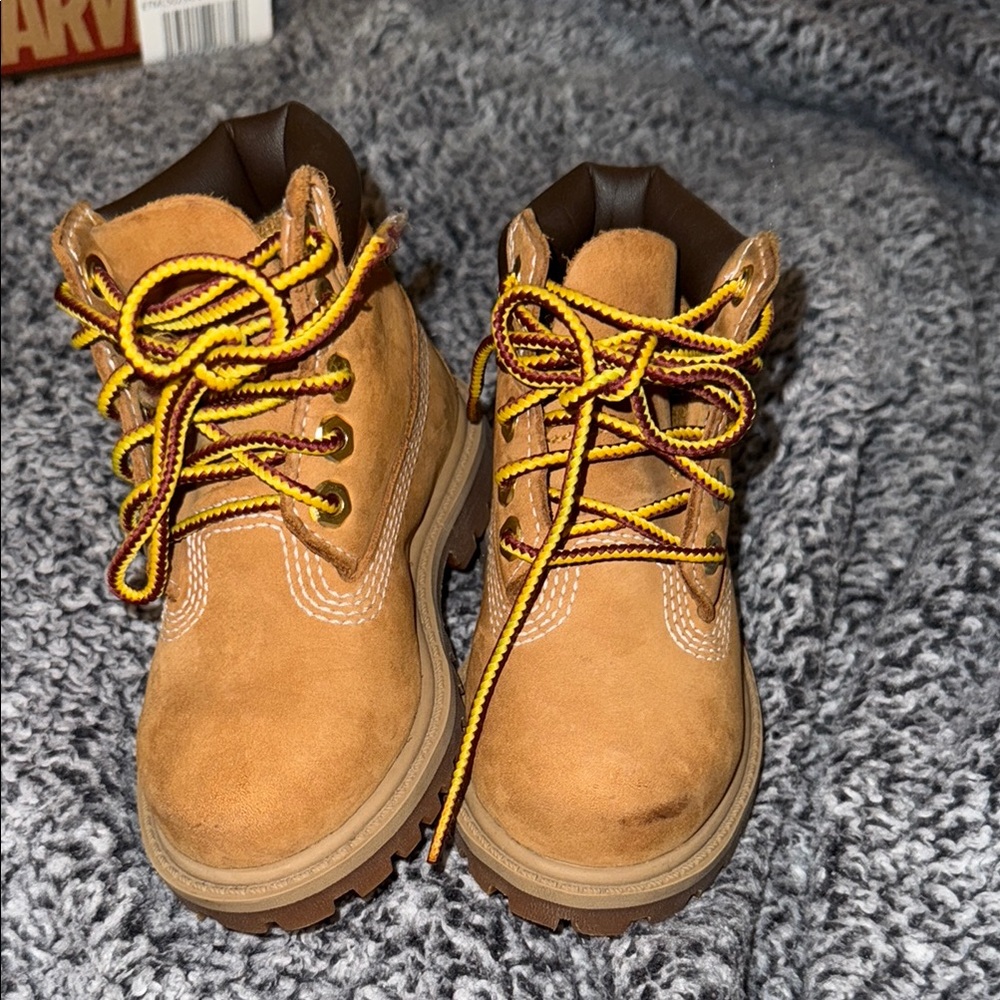 Kids Tan Boots with Yellow Laces